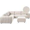Beliani Modulinė kampinė sofa 5 žmonėms „KIVVIK“ su pufu, „Bouclé“, balkšva, dešininė