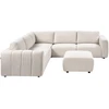 Beliani Modulinė kampinė sofa 5 žmonėms „KIVVIK“ su pufu, „Bouclé“, balkšva, dešininė