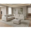 Beliani Modulinė kampinė sofa 5 žmonėms „KIVVIK“ su pufu, „Bouclé“, balkšva, dešininė