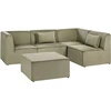 Beliani Modulinė kampinė sofa LEMVIG 4 asmenims, kairinė, žalias velvetas su otomane