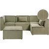 Beliani Modulinė kampinė sofa LEMVIG 4 asmenims, kairinė, žalias velvetas su otomane