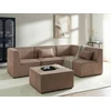 Beliani Modulinė sofa LEMVIG, kairinė, smėlio spalvos velveto audinys, su otomane