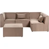Beliani Modulinė sofa LEMVIG, kairinė, smėlio spalvos velveto audinys, su otomane