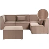 Beliani Modulinė sofa LEMVIG, kairinė, smėlio spalvos velveto audinys, su otomane
