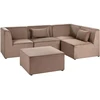 Beliani Modulinė sofa LEMVIG, kairinė, smėlio spalvos velveto audinys, su otomane