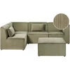 Beliani Modulinė sofa-lova 4 asmenims LEMVIG Dešininė Žalia velvetinė su pufu
