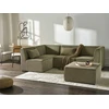 Beliani Modulinė sofa-lova 4 asmenims LEMVIG Dešininė Žalia velvetinė su pufu