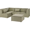 Beliani Modulinė sofa-lova 4 asmenims LEMVIG Dešininė Žalia velvetinė su pufu