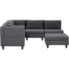Beliani Penkių vietų modulinė sofa UNSTAD dešininė, tamsiai pilka su pufu