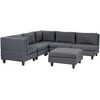 Beliani Penkių vietų modulinė sofa UNSTAD dešininė, tamsiai pilka su pufu