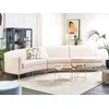 Beliani Pusapvalė sofa 4 asmenims MOSS veliūrinė šviesiai smėlio spalvos