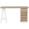Beliani Rašomasis stalas HEBER rudas/baltas 140 cm 60 cm su stalčiais