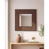 Beliani Sieninis veidrodis BOISE 60 cm x 60 cm tamsiai rudas tikmedžio masyvas