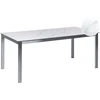 Beliani Sodo stalas COSOLETO 180 cm 90 cm Marmuro efektas Stiklas Baltas