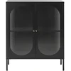 Beliani Spintelė su stiklinėmis durelėmis SARRE metalinė 90 cm juoda
