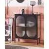 Beliani Spintelė su stiklinėmis durelėmis SARRE metalinė 90 cm juoda