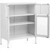 Beliani Spintelė su stiklinėmis durelėmis ESHOLT metalinė 80 cm, balta