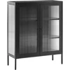 Beliani Spintelė su stiklinėmis durelėmis LERRYN Metal 90 cm juoda