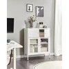 Beliani Spintelė su stiklinėmis durelėmis ESHOLT metalinė 80 cm, balta