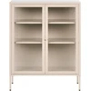 Beliani Spintelė su stiklinėmis durelėmis LERRYN Metal 90 cm smėlio spalvos