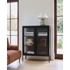 Beliani Spintelė su stiklinėmis durelėmis LERRYN Metal 90 cm juoda
