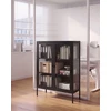 Beliani Spintelė su stiklinėmis durelėmis LERRYN Metal 90 cm juoda