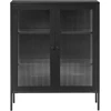 Beliani Spintelė su stiklinėmis durelėmis LERRYN Metal 90 cm juoda