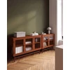Beliani Spintelė su stiklinėmis durelėmis DEVON Metal 115 cm, auksinė ruda