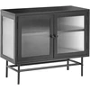 Beliani Spintelė su stiklinėmis durelėmis DEVON Metal 77 cm juoda