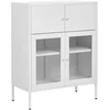Beliani Spintelė su stiklinėmis durelėmis ESHOLT metalinė 80 cm, balta
