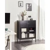 Beliani Spintelė su stiklinėmis durelėmis ESHOLT metalinė 80 cm juoda