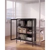 Beliani Spintelė su stiklinėmis durelėmis LERRYN Metal 90 cm juoda