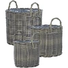 Beliani Trijų gėlių krepšelių rinkinys NIKITI 29/35/40 cm smėlio ir pilkos spalvos technorotangas