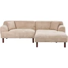 Beliani Trijų vietų kampinė sofa HOLT smėlio spalvos, kairinė