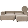 Beliani Trijų vietų modulinė kampinė sofa ARDAL dešininė, šviesiai ruda, velvetas su otomanu