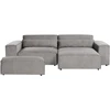 Beliani Trijų vietų modulinė sofa HELLNAR kairinė, pilka su otomane