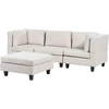 Beliani Trijų vietų modulinė sofa UNSTAD, šviesiai smėlio spalvos su otomane