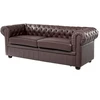 Beliani Trijų vietų sofa CHESTERFIELD Natūrali oda Ruda