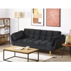 Beliani Trivietė išskleidžiama sofa ASBY, veliūras, juoda