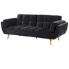 Beliani Trivietė išskleidžiama sofa ASBY, veliūras, juoda