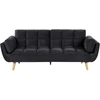 Beliani Trivietė išskleidžiama sofa ASBY, veliūras, juoda