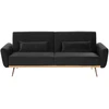 Beliani Trivietė išskleidžiama sofa EINA, veliūras, juoda