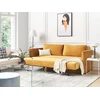Beliani Trivietė išskleidžiama sofa EKSJO, veliūrinė, garstyčių spalvos, su patalynės dėže