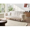 Beliani Trivietė išskleidžiama sofa HJULBY Boucle, kreminės spalvos