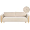 Beliani Trivietė išskleidžiama sofa KVAM, „Boucle“ audinys, šviesiai smėlinė spalva su patalynės dėže