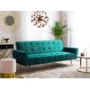 Beliani Trivietė išskleidžiama sofa SELNES, veliūrinė, smaragdinė