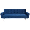 Beliani Trivietė išskleidžiama sofa SELNES, veliūrinė, tamsiai mėlyna