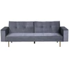 Beliani Trivietė išskleidžiama sofa VISNES, veliūrinė, pilka