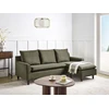 Beliani Trivietė kampinė sofa ELVENES, veliūrinė, tamsiai žalia, kairinė
