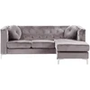 Beliani Trivietė kampinė sofa FLEN, veliūrinė, pilka, L-formos
